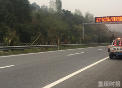 见高速路中央分隔带宽敞没人走 两个老人居然在此晒柴