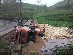 货车侧翻压坏供水管 市民提桶舀水画面很喜感