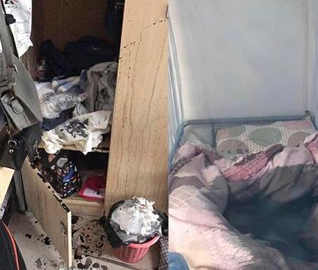 重庆一高校女生寝室被泼墨 床铺泡在墨水中衣物尽毁
