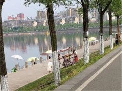 女子骑四轮单车冲出公路 差点掉进河里