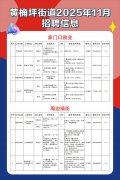 就业驿站 | 黄桷坪街道2025年11月招聘信息